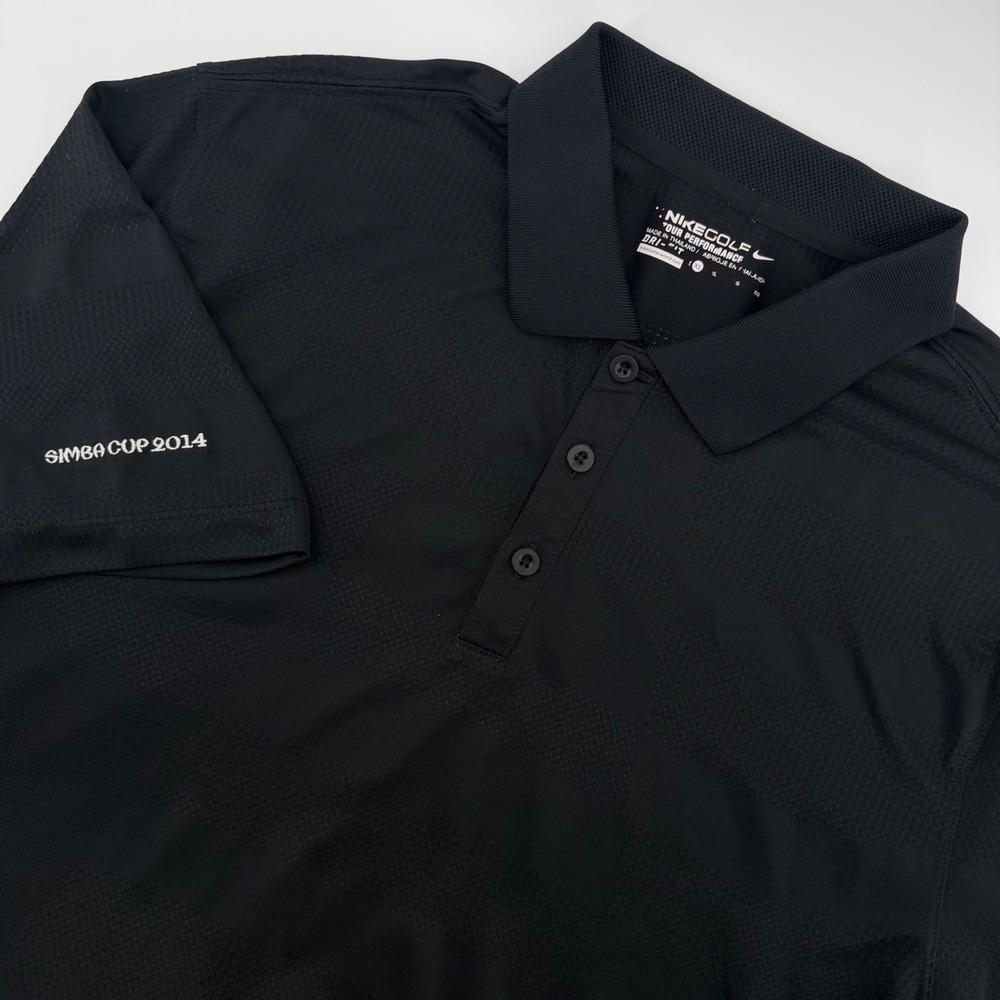 Nike Golf Polo Shirt Mens XL Black Dri-FIT Tour Performance Simba Cup‎ 2014